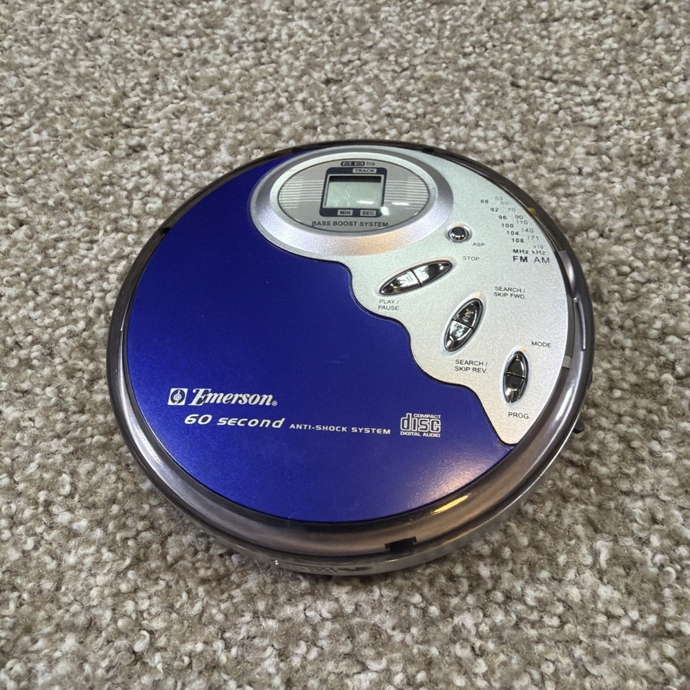 EMERSON Walkman Model HD8115BL Portable CD Player + AM/FM Radio Tested & Working